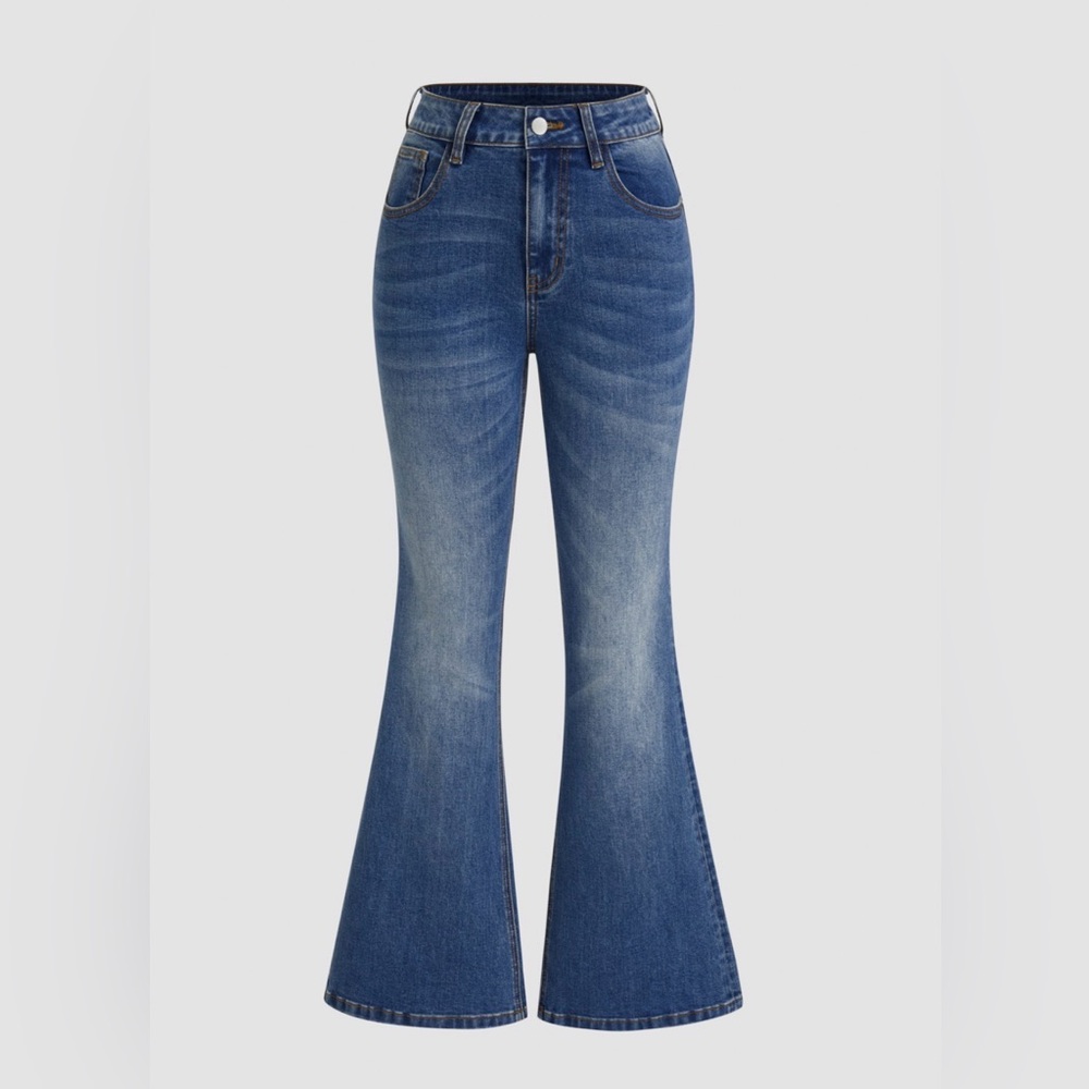 Cider Blue Denim High Rise Flare Jeans